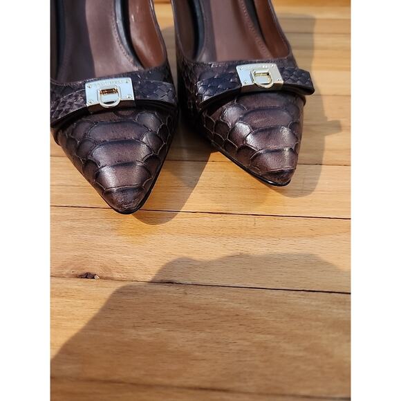 Cole Haan Grand OS Signature Brown Patent Leather High Heel Pump Size 7 B Snake - Picture 11 of 13